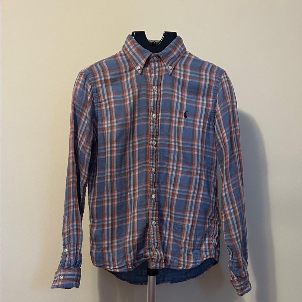Polo Ralph Lauren Blue and Orange Checkered Shirt